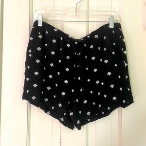 EUC LOFT Embroidered Shorts in Black and White